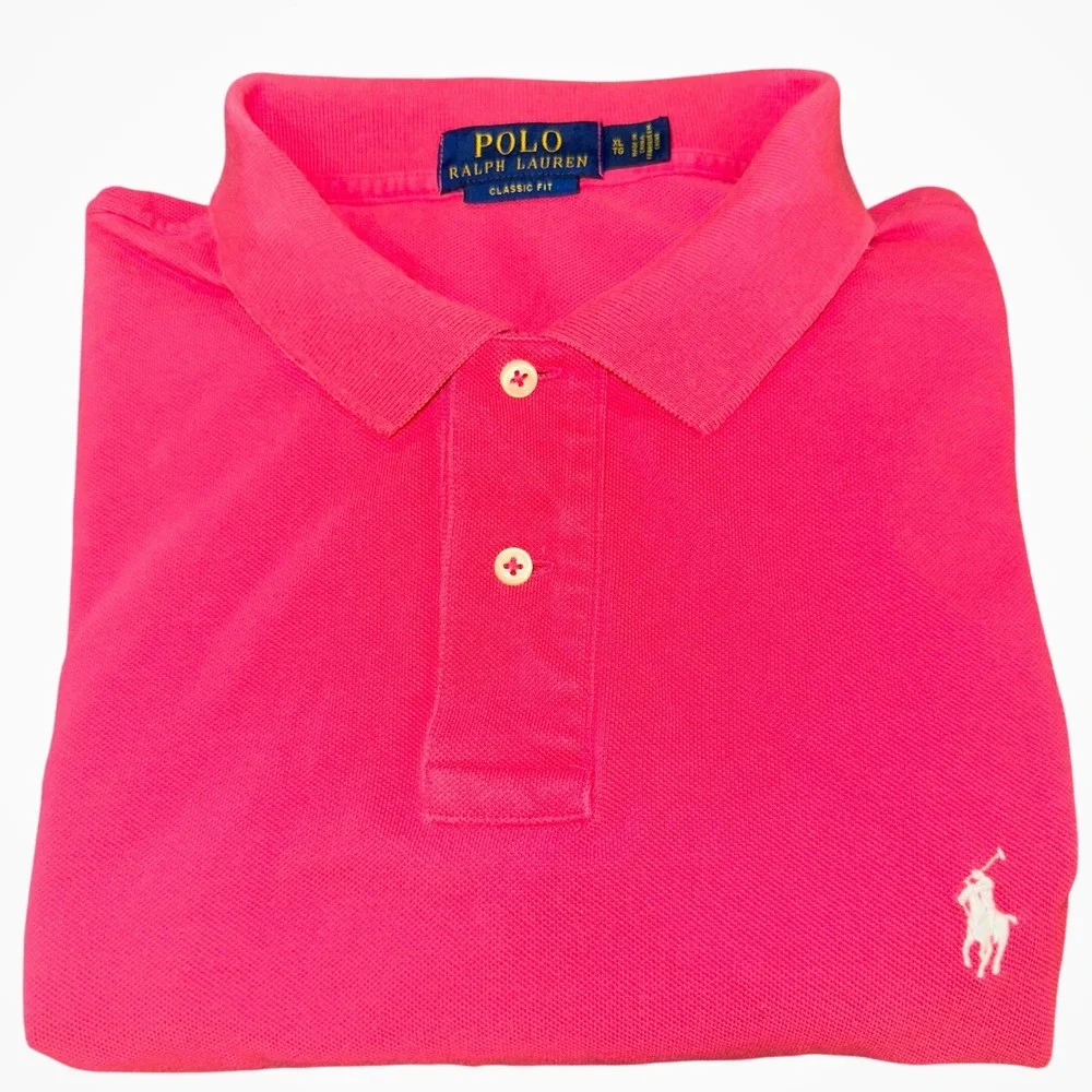 Polo Ralph Lauren Mens XL Classic Fit Red Short Sleeve Mesh Polo White Pony